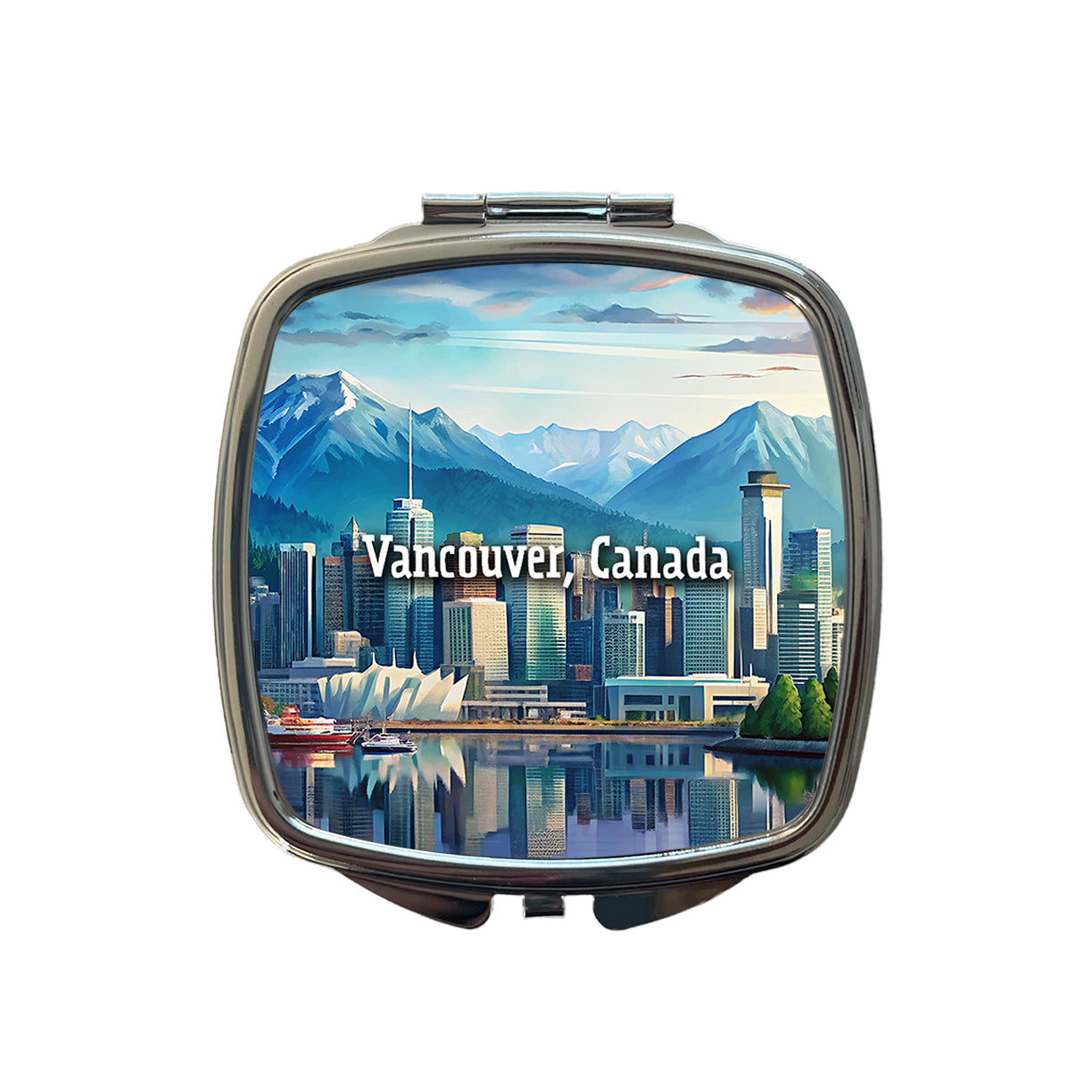 Vancouver, Canada Travel City Country Stamp Small Travel Purse Handbag Pocket Makeup Compact Mirror