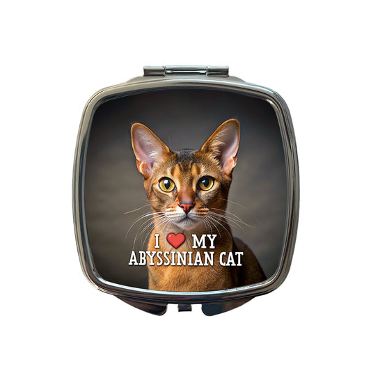 I Love My Abyssinian Cat Heart Small Travel Purse Handbag Pocket Makeup Compact Mirror