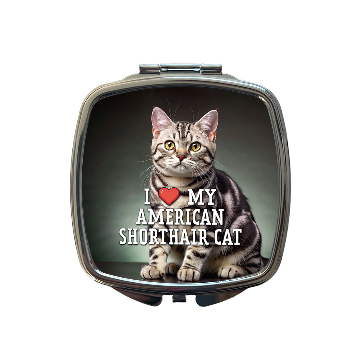 I Love My American Shorthair Cat Heart Small Travel Purse Handbag Pocket Makeup Compact Mirror