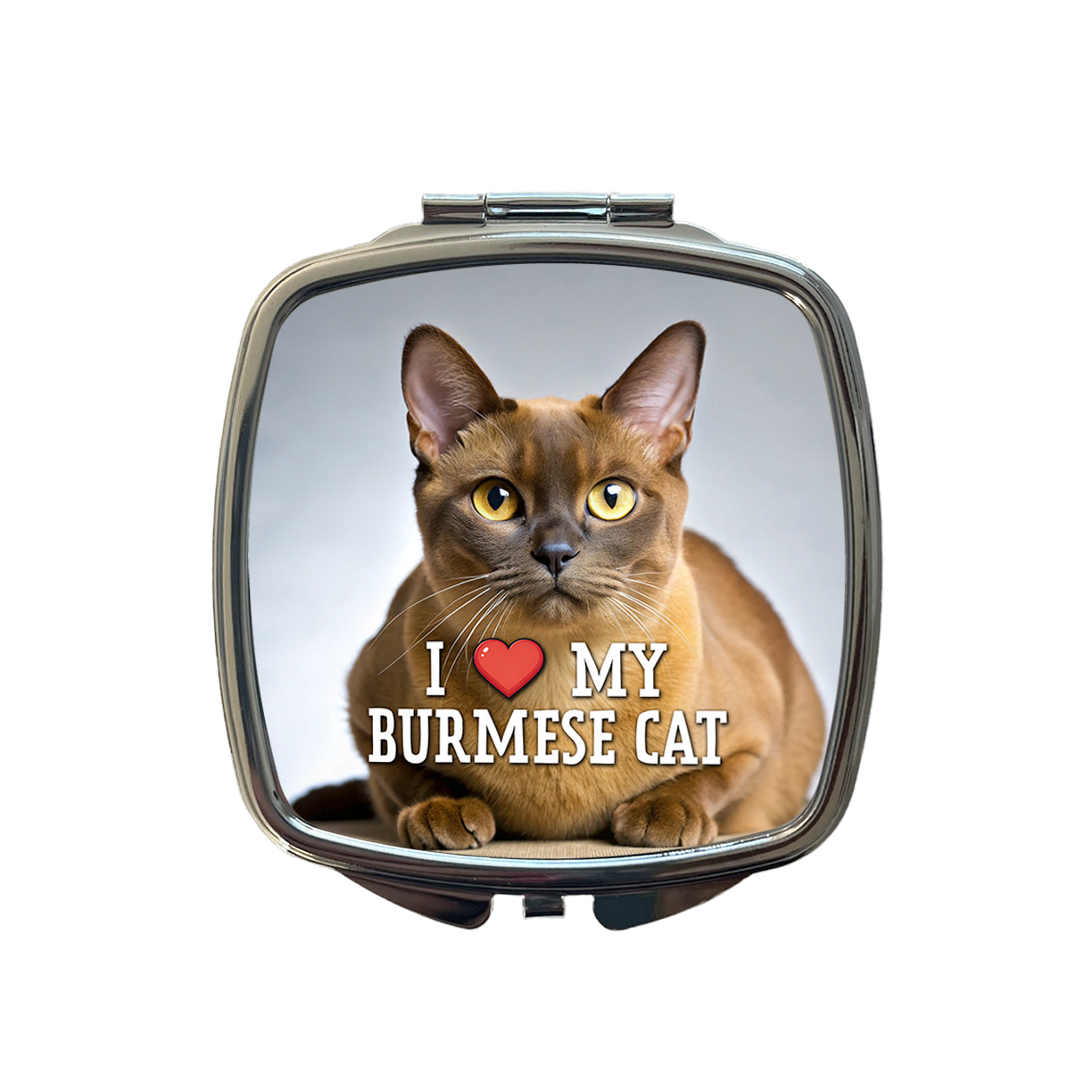 I Love My Burmese Cat Heart Small Travel Purse Handbag Pocket Makeup Compact Mirror