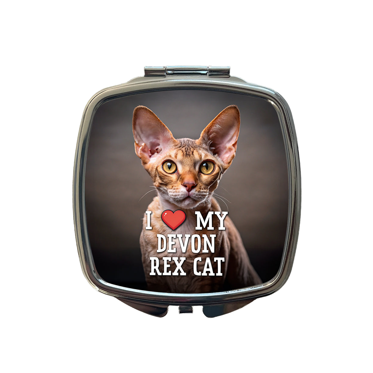 I Love My Devon Rex Cat Heart Small Travel Purse Handbag Pocket Makeup Compact Mirror