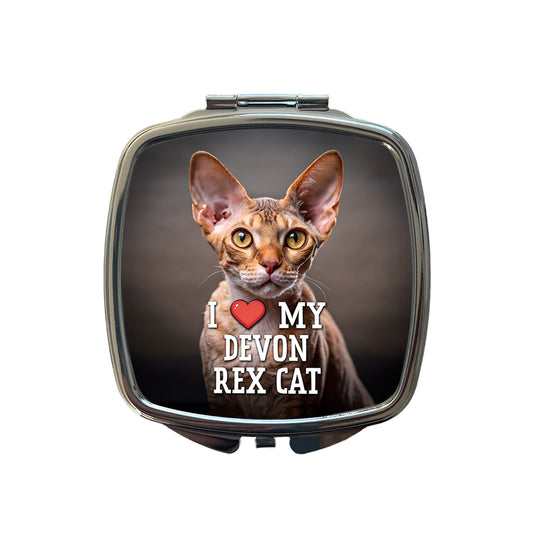 I Love My Devon Rex Cat Heart Small Travel Purse Handbag Pocket Makeup Compact Mirror