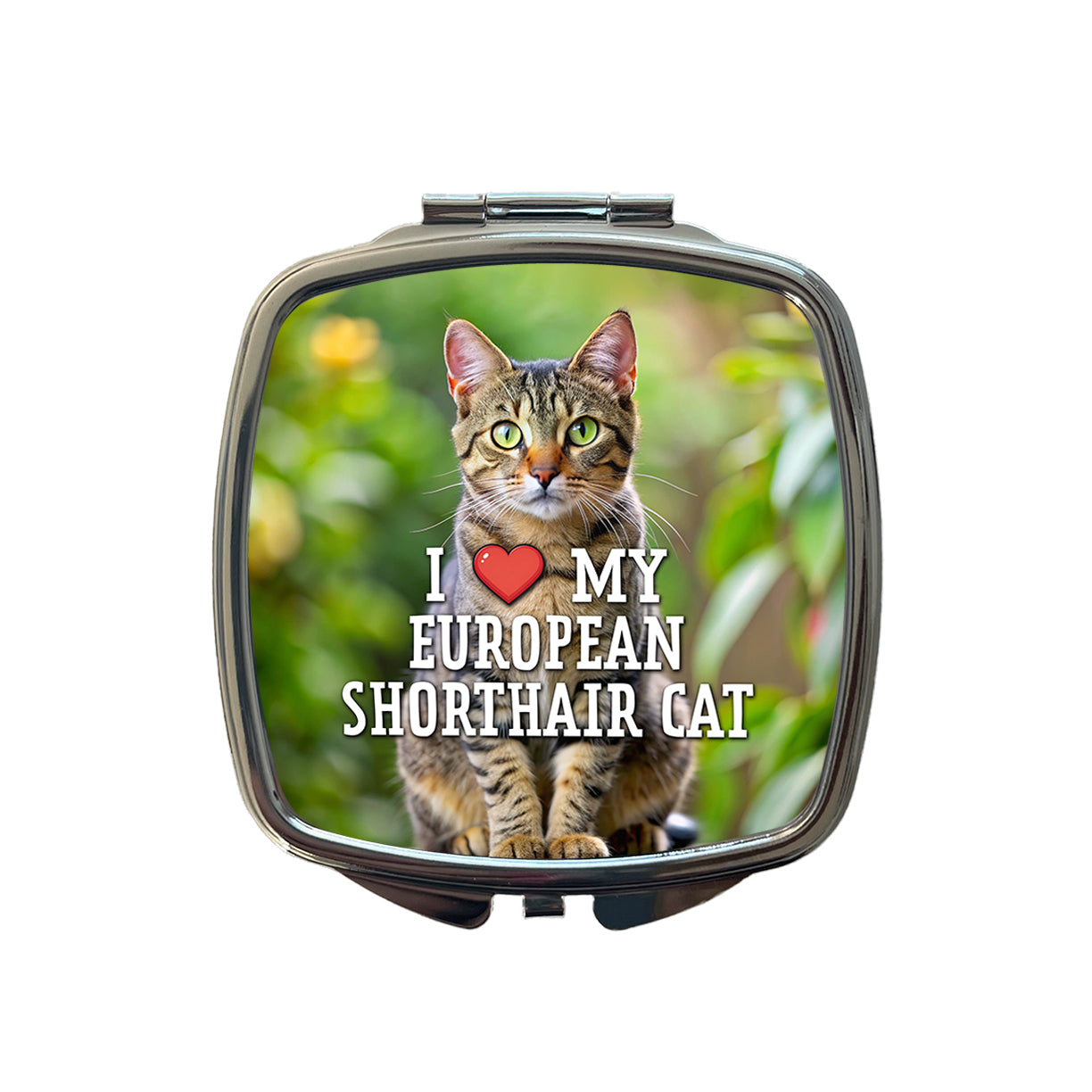 I Love My European Shorthair Cat Heart Small Travel Purse Handbag Pocket Makeup Compact Mirror