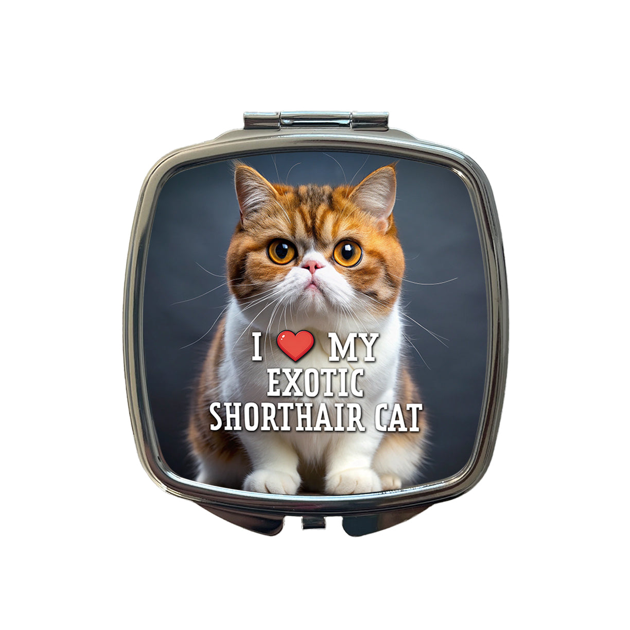 I Love My Exotic Shorthair Cat Heart Small Travel Purse Handbag Pocket Makeup Compact Mirror