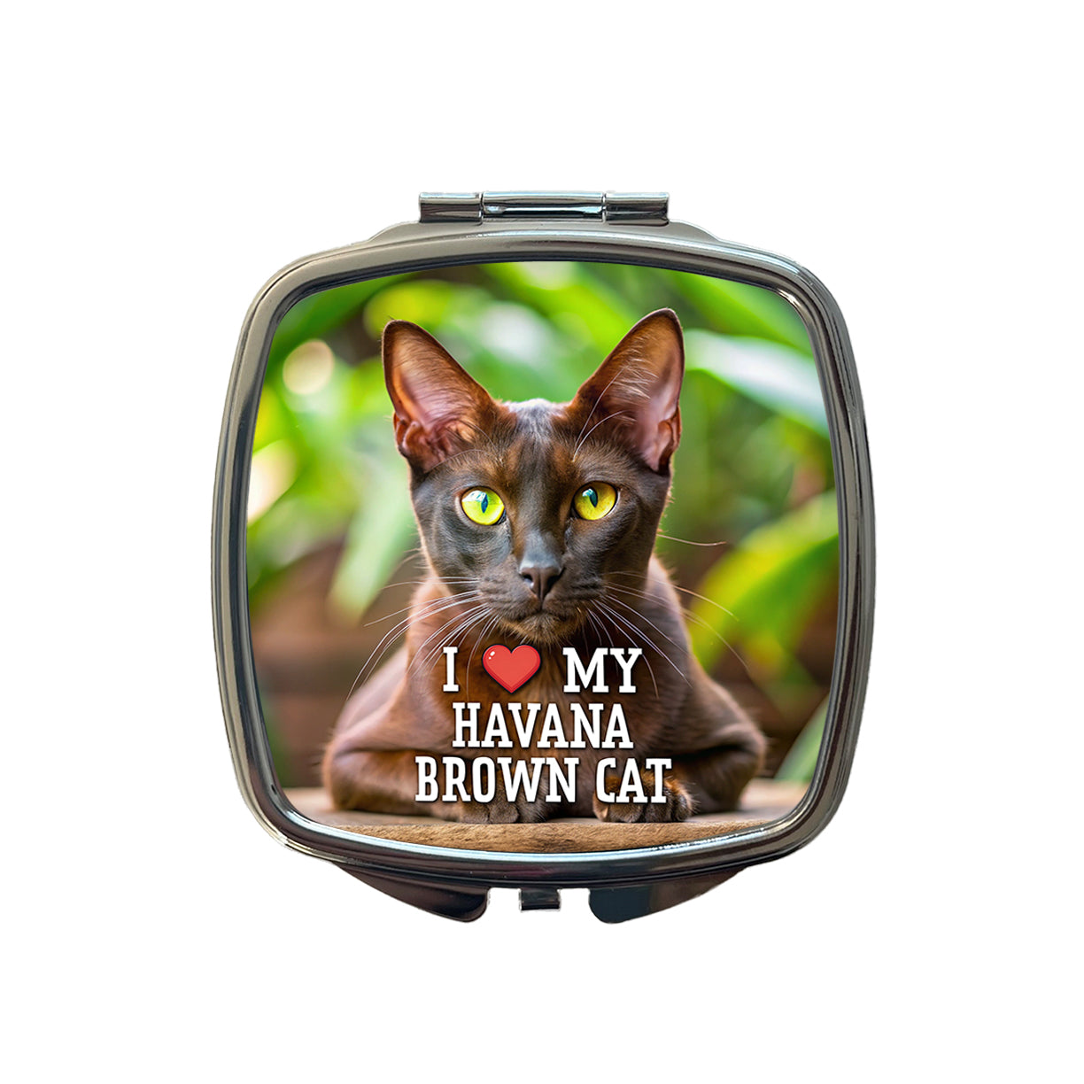 I Love My Havana Brown Cat Heart Small Travel Purse Handbag Pocket Makeup Compact Mirror
