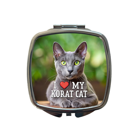 I Love My Korat Cat Heart Small Travel Purse Handbag Pocket Makeup Compact Mirror