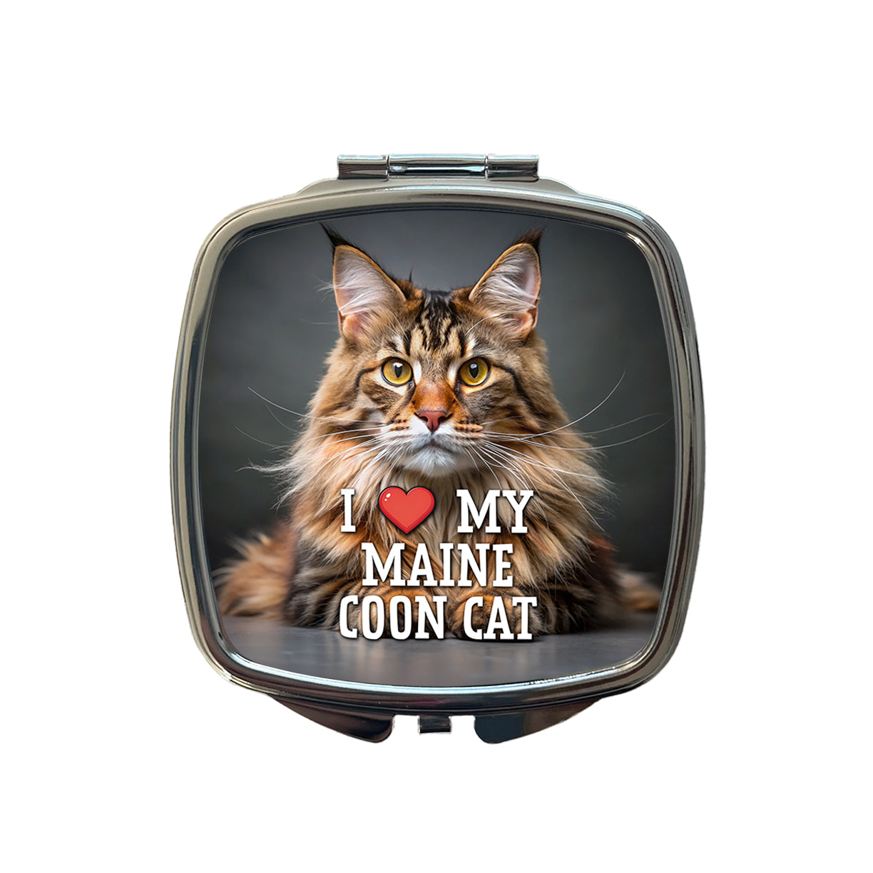 I Love My Maine Coon Cat Heart Small Travel Purse Handbag Pocket Makeup Compact Mirror