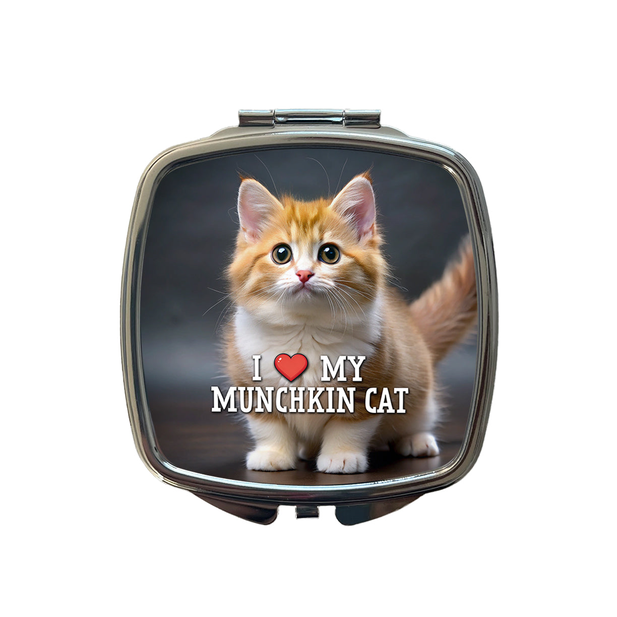 I Love My Munchkin Cat Heart Small Travel Purse Handbag Pocket Makeup Compact Mirror