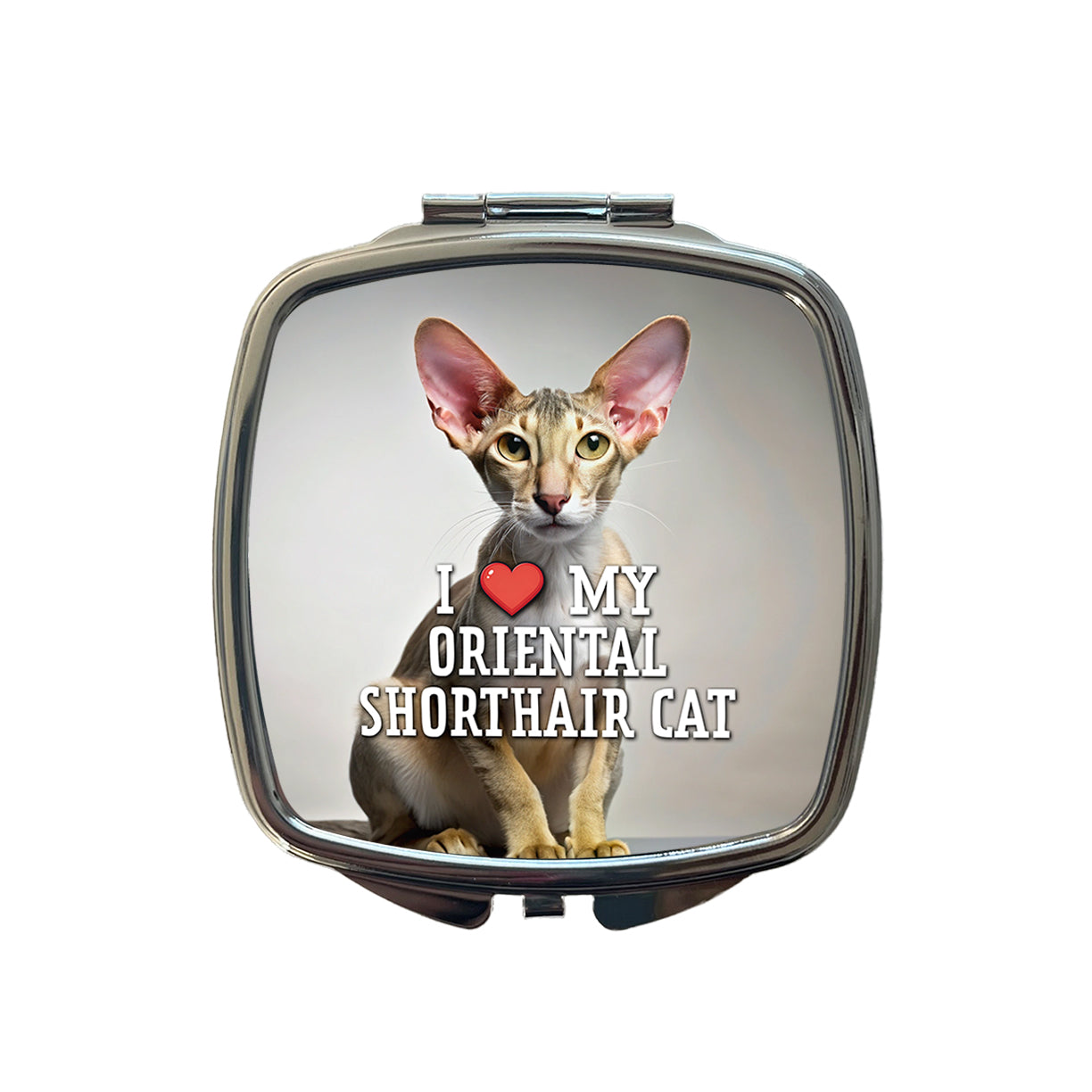 I Love My Oriental Shorthair Cat Heart Small Travel Purse Handbag Pocket Makeup Compact Mirror