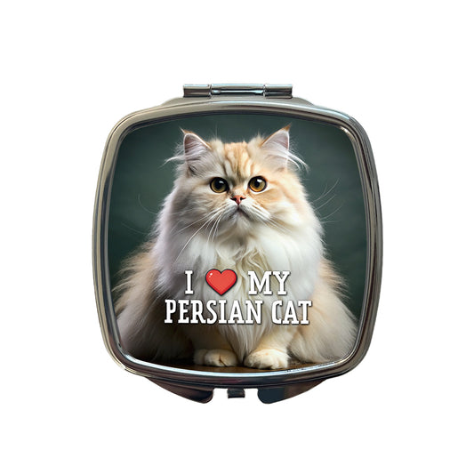 I Love My Persian Cat Heart Small Travel Purse Handbag Pocket Makeup Compact Mirror