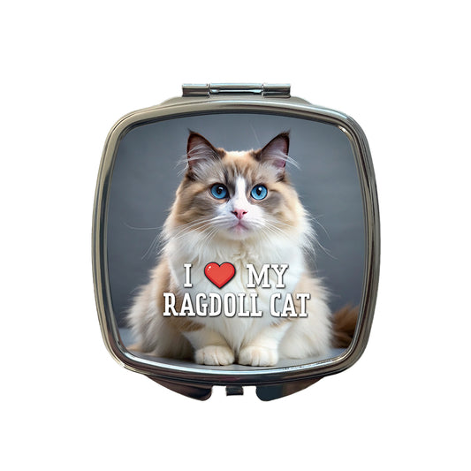 I Love My Ragdoll Cat Heart Small Travel Purse Handbag Pocket Makeup Compact Mirror