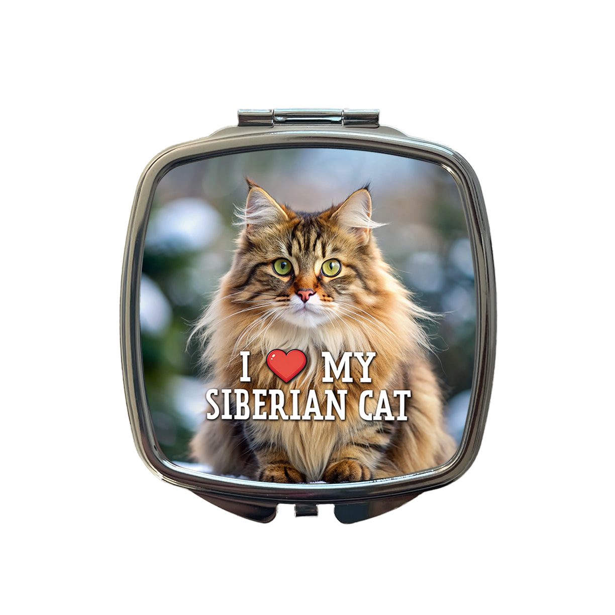 I Love My Siberian Cat Heart Small Travel Purse Handbag Pocket Makeup Compact Mirror