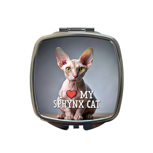 I Love My Sphynx Cat Heart Small Travel Purse Handbag Pocket Makeup Compact Mirror