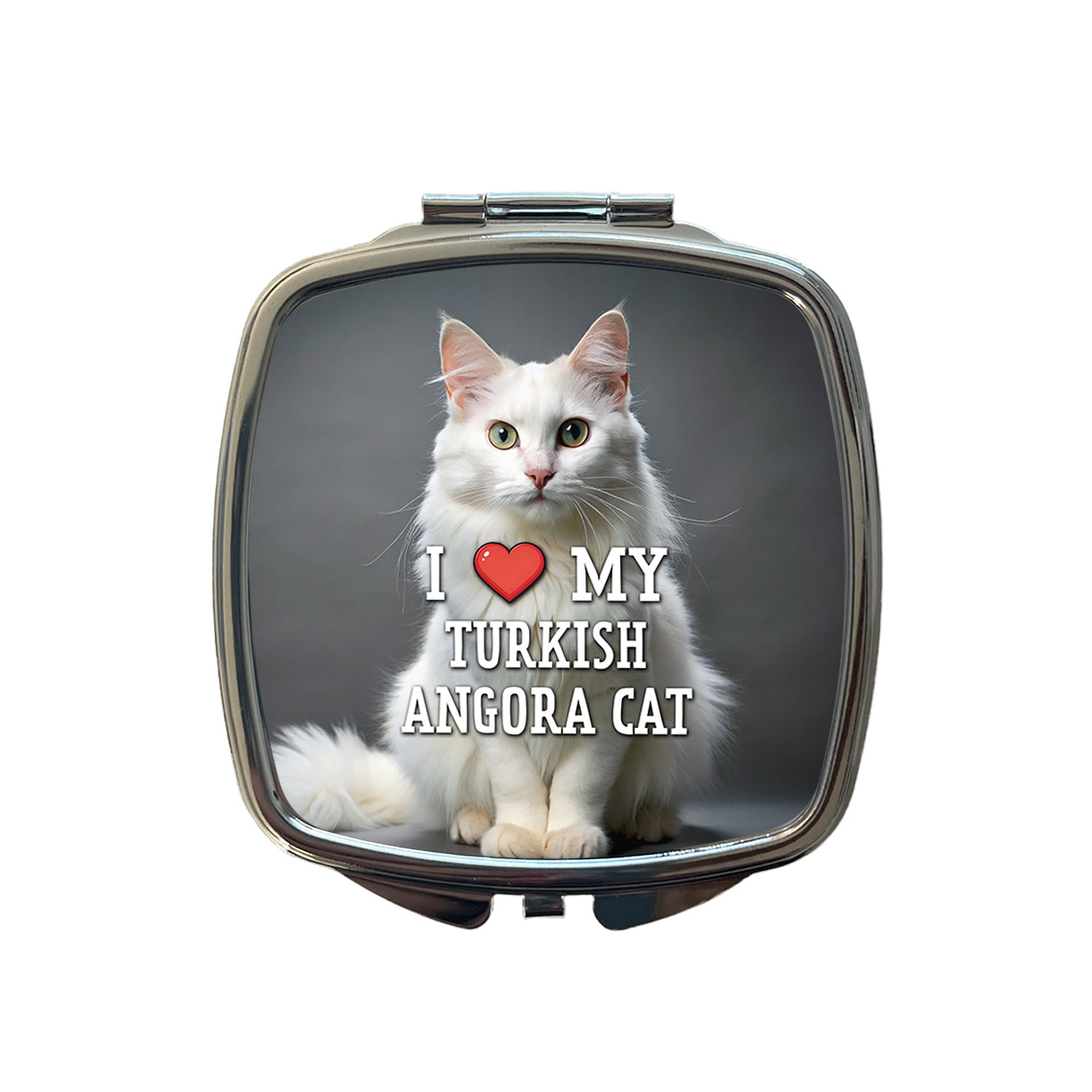 I Love My Turkish Angora Cat Heart Small Travel Purse Handbag Pocket Makeup Compact Mirror