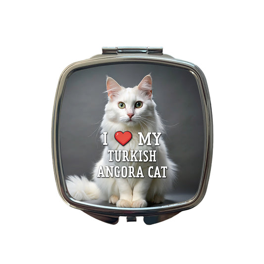 I Love My Turkish Angora Cat Heart Small Travel Purse Handbag Pocket Makeup Compact Mirror