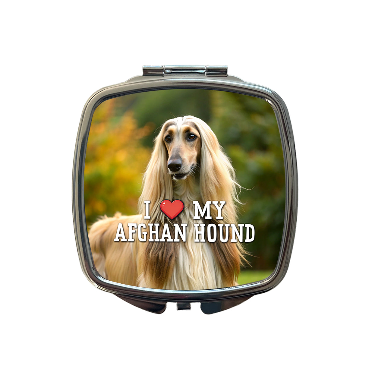 I Love My Afghan Hound Dog Heart Small Travel Purse Handbag Pocket Makeup Compact Mirror