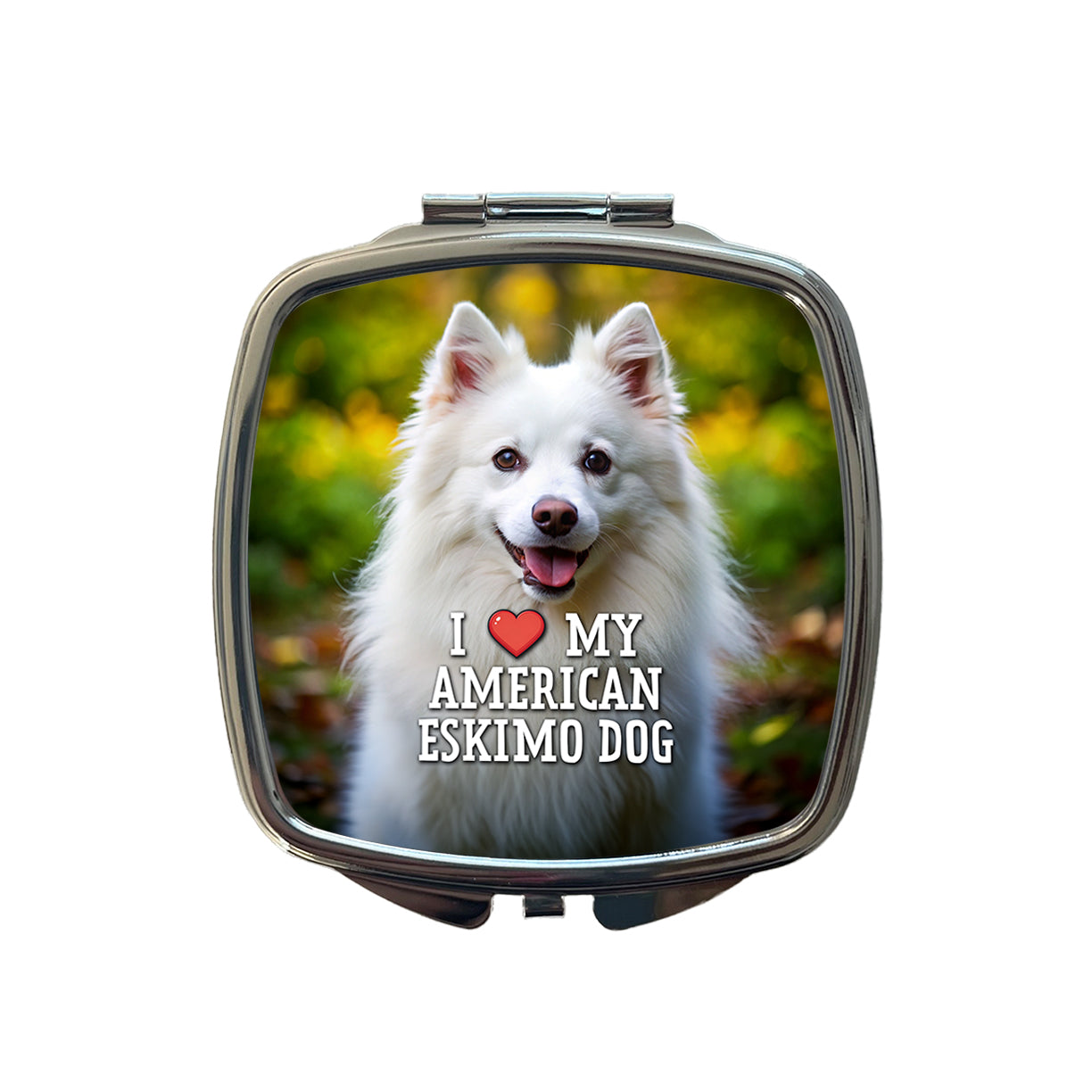 I Love My American Eskimo Dog Heart Small Travel Purse Handbag Pocket Makeup Compact Mirror