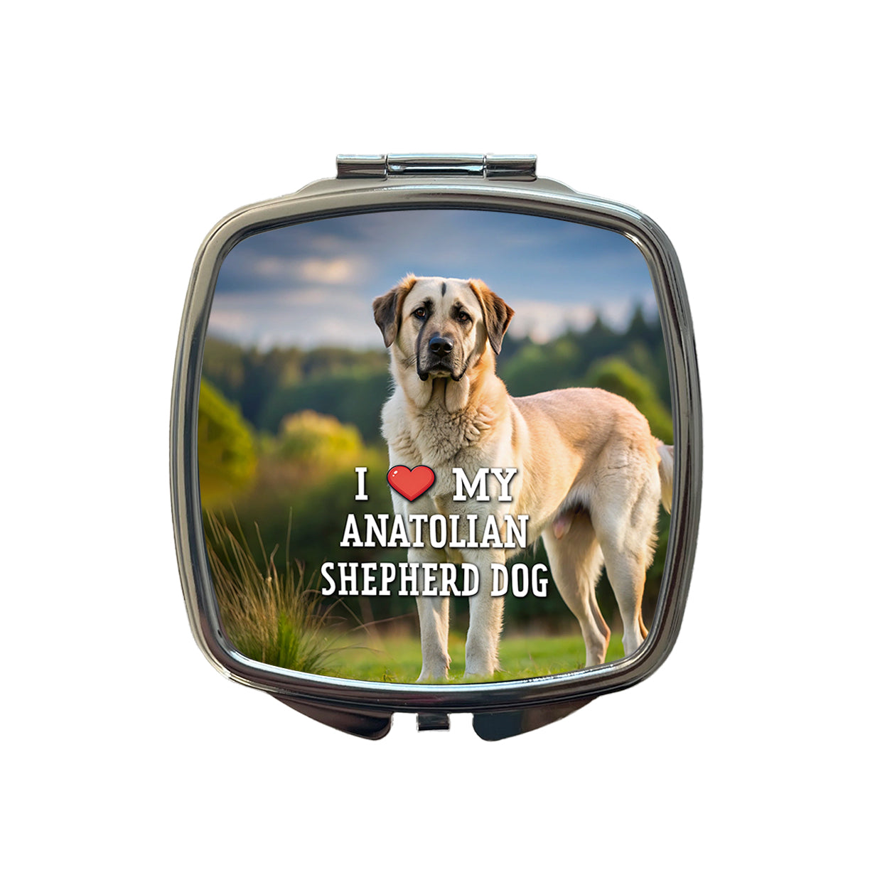 I Love My Anatolian Shepherd Dog Heart Small Travel Purse Handbag Pocket Makeup Compact Mirror