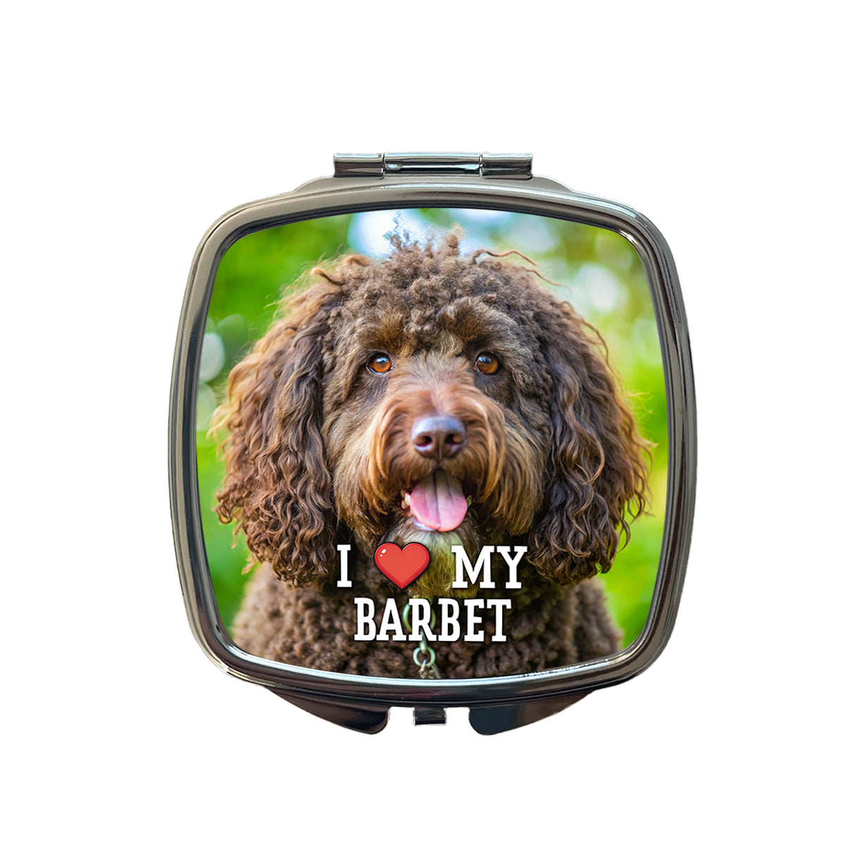 I Love My Barbet Dog Heart Small Travel Purse Handbag Pocket Makeup Compact Mirror