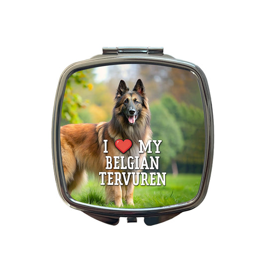I Love My Belgian Tervuren Dog Heart Small Travel Purse Handbag Pocket Makeup Compact Mirror
