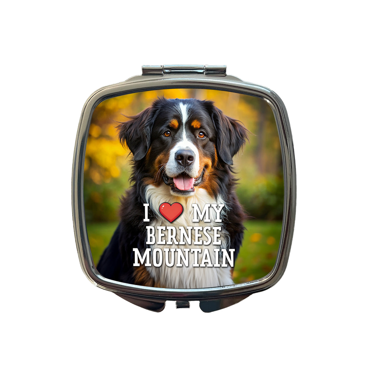I Love My Bernese Mountain Dog Heart Small Travel Purse Handbag Pocket Makeup Compact Mirror