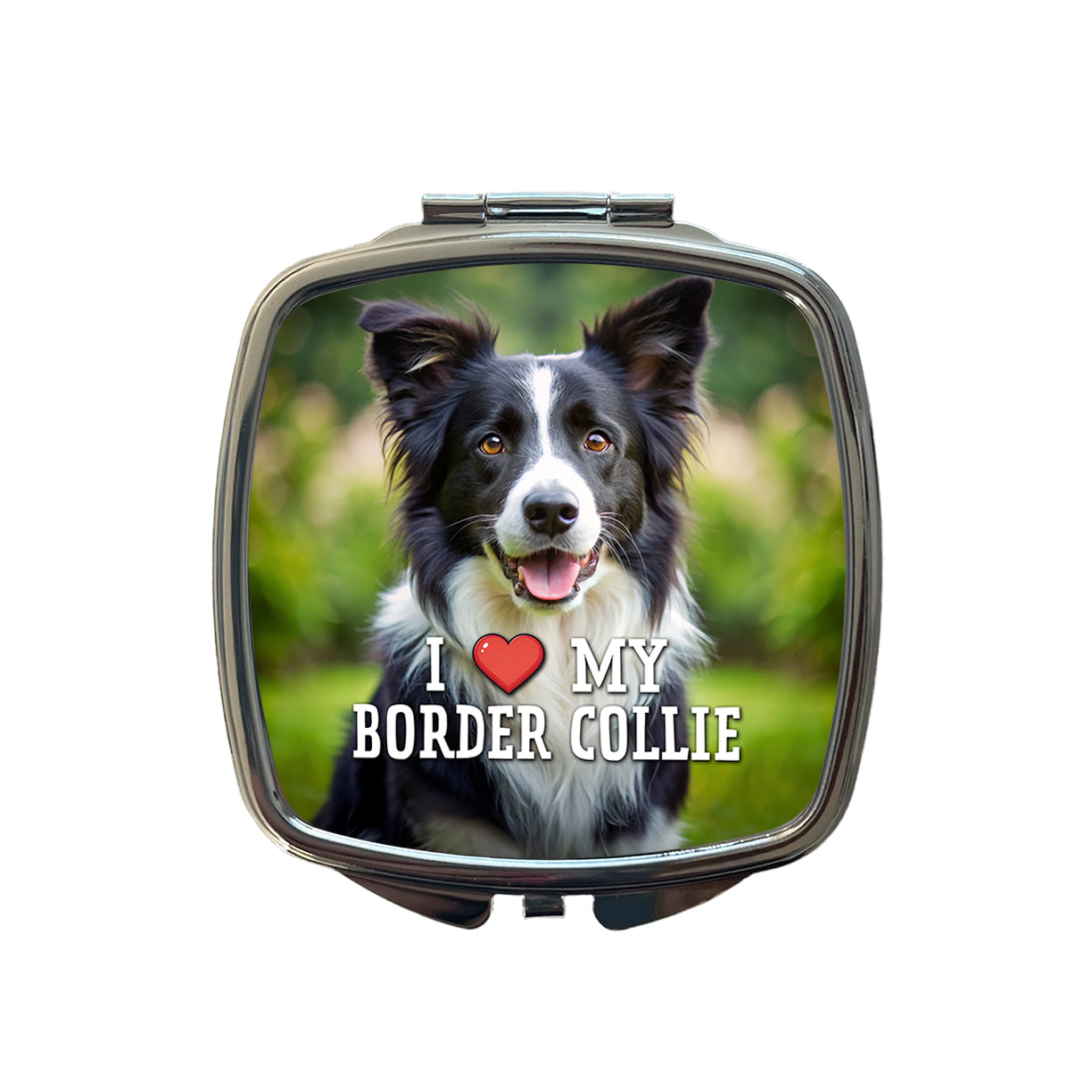 I Love My Border Collie Dog Heart Small Travel Purse Handbag Pocket Makeup Compact Mirror