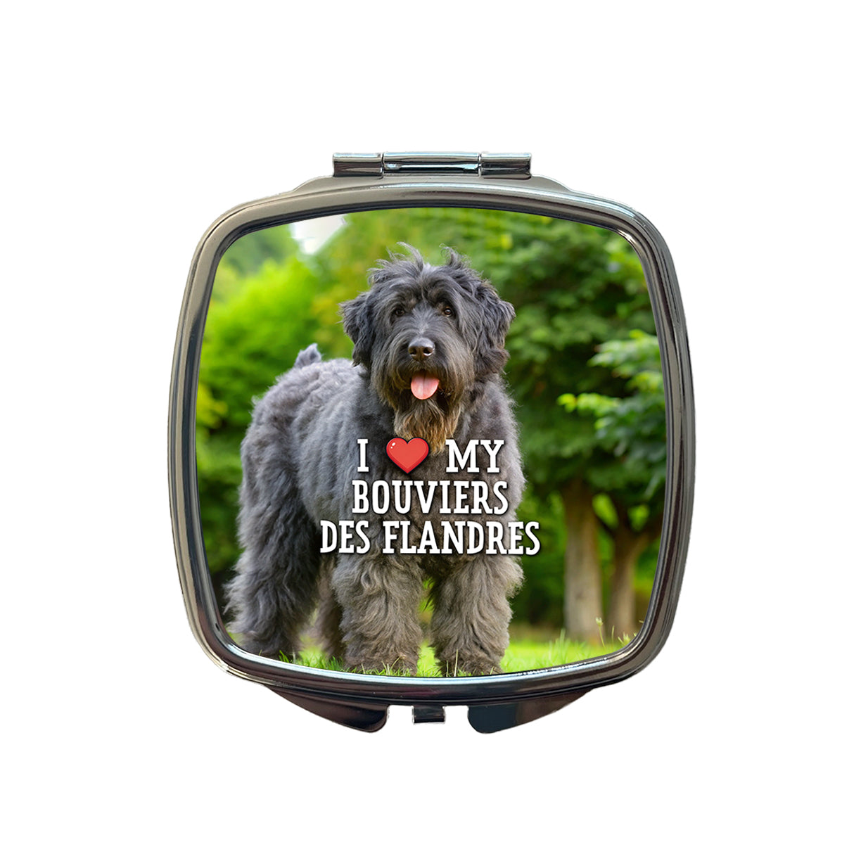 I Love My Bouviers Des Flandres Dog Heart Small Travel Purse Handbag Pocket Makeup Compact Mirror