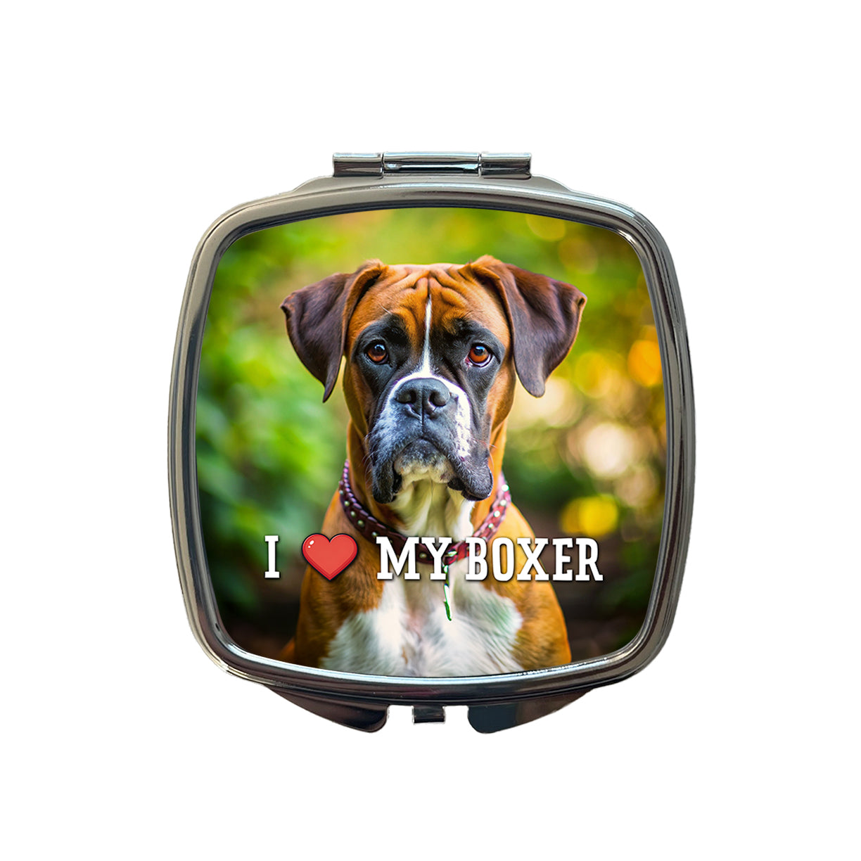 I Love My Boxer Dog Heart Small Travel Purse Handbag Pocket Makeup Compact Mirror