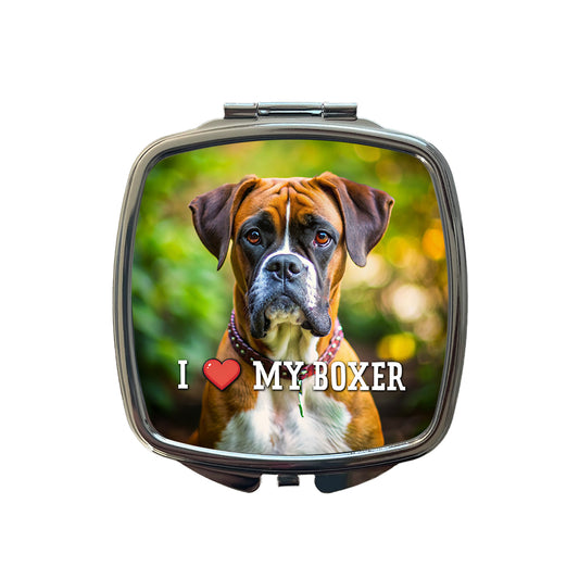 I Love My Boxer Dog Heart Small Travel Purse Handbag Pocket Makeup Compact Mirror