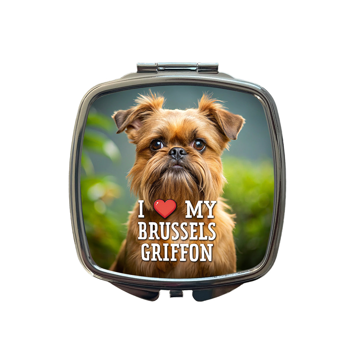 I Love My Brussels Griffon Dog Heart Small Travel Purse Handbag Pocket Makeup Compact Mirror