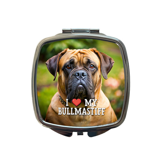 I Love My Bullmastiff Dog Heart Small Travel Purse Handbag Pocket Makeup Compact Mirror