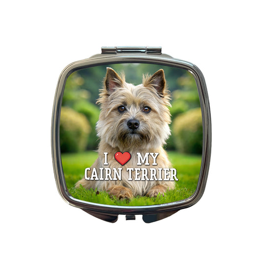 I Love My Cairn Terrier Dog Heart Small Travel Purse Handbag Pocket Makeup Compact Mirror