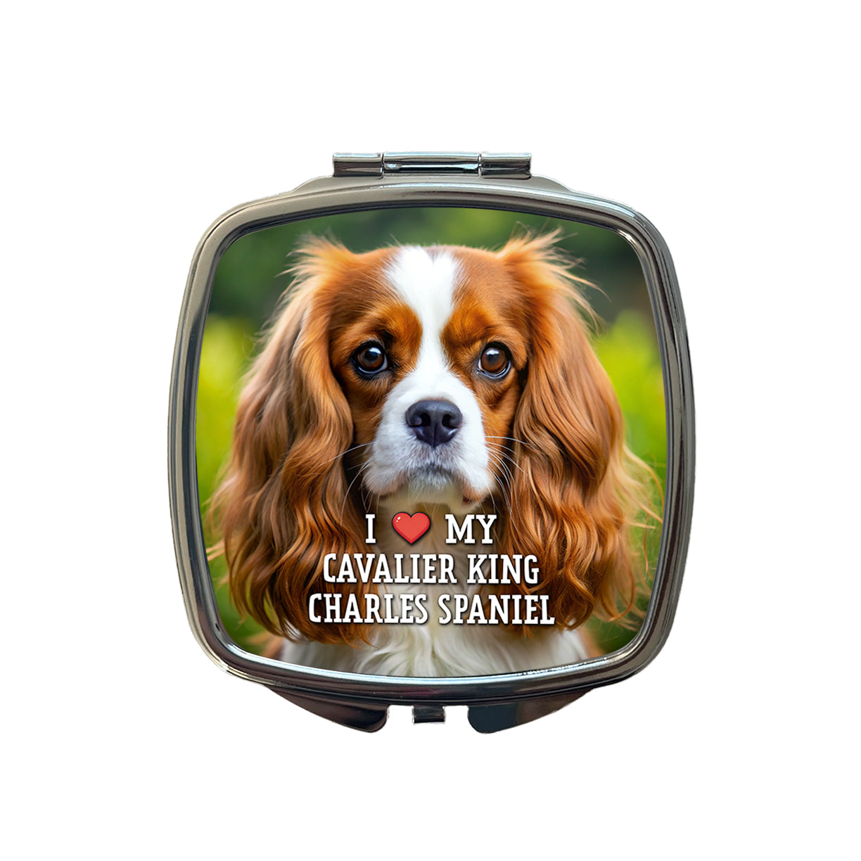 I Love My Cavalier King Charles Spaniel Dog Heart Small Travel Purse Handbag Pocket Makeup Compact Mirror