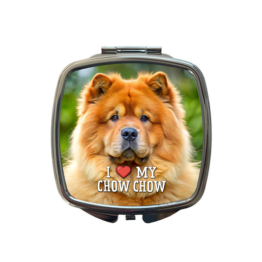 I Love My Chow Chow Dog Heart Small Travel Purse Handbag Pocket Makeup Compact Mirror