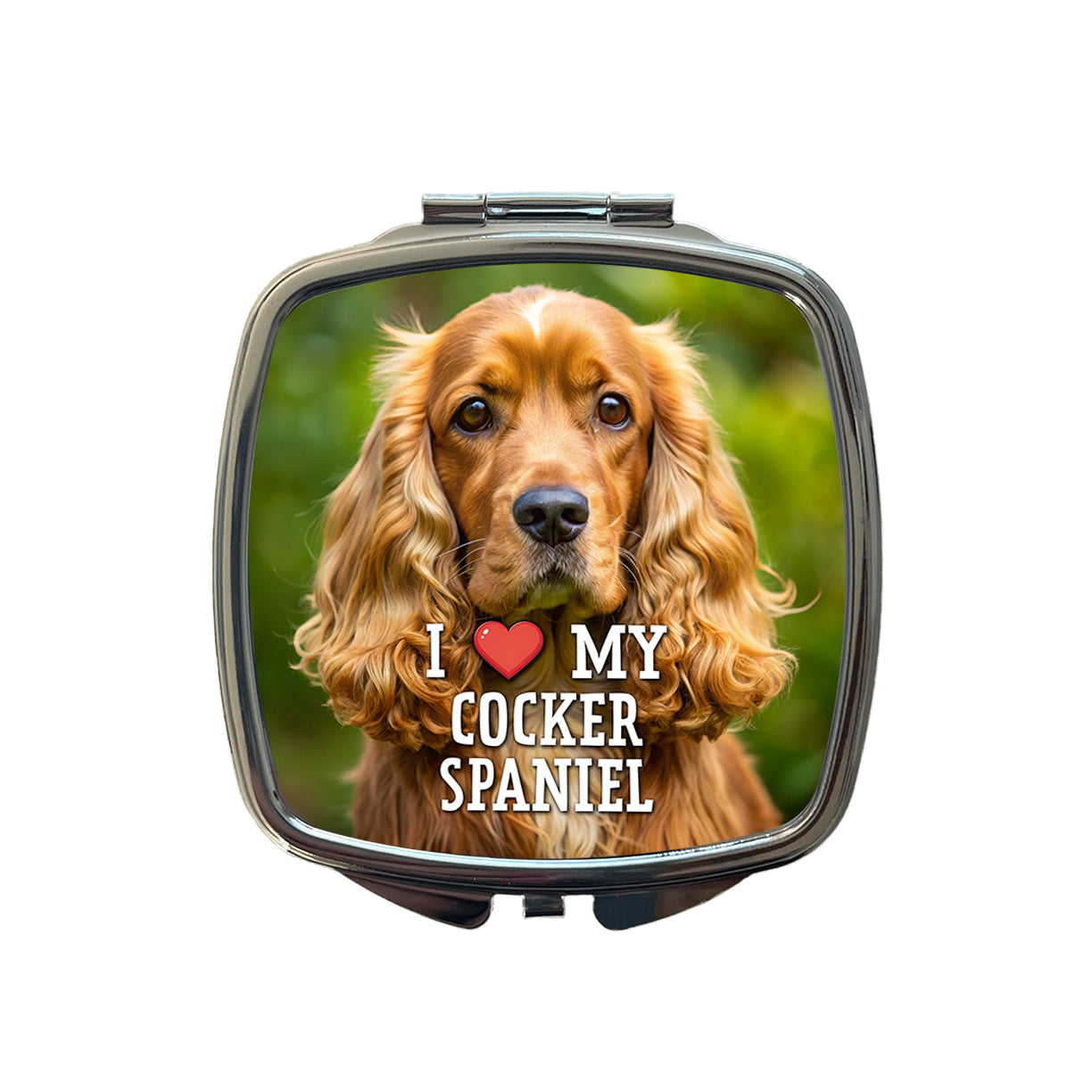 I Love My Cocker Spaniel Dog Heart Small Travel Purse Handbag Pocket Makeup Compact Mirror