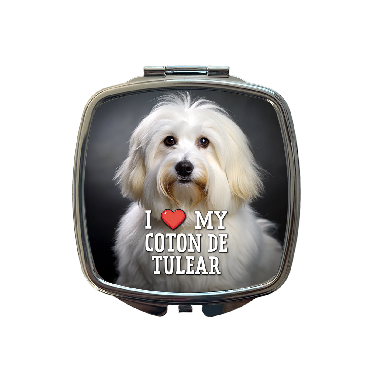 I Love My Coton De Tulear Dog Heart Small Travel Purse Handbag Pocket Makeup Compact Mirror