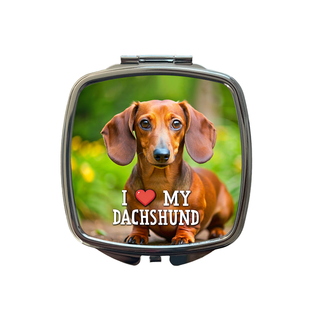 I Love My Dachshund Dog Heart Small Travel Purse Handbag Pocket Makeup Compact Mirror