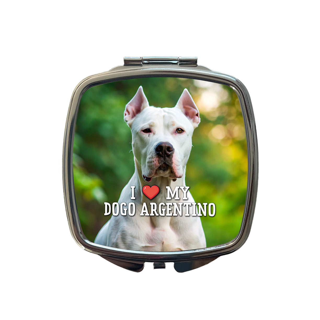 I Love My Dogo Argentino Dog Heart Small Travel Purse Handbag Pocket Makeup Compact Mirror