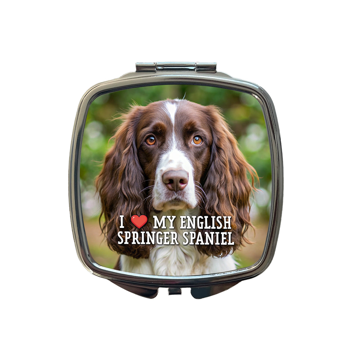 I Love My English Springer Spaniel Dog Heart Small Travel Purse Handbag Pocket Makeup Compact Mirror