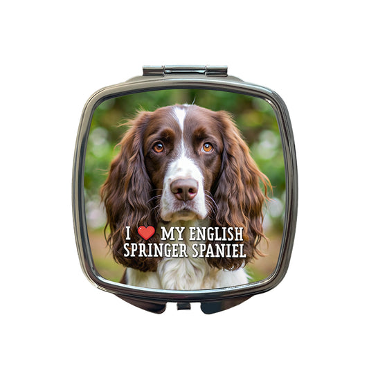 I Love My English Springer Spaniel Dog Heart Small Travel Purse Handbag Pocket Makeup Compact Mirror