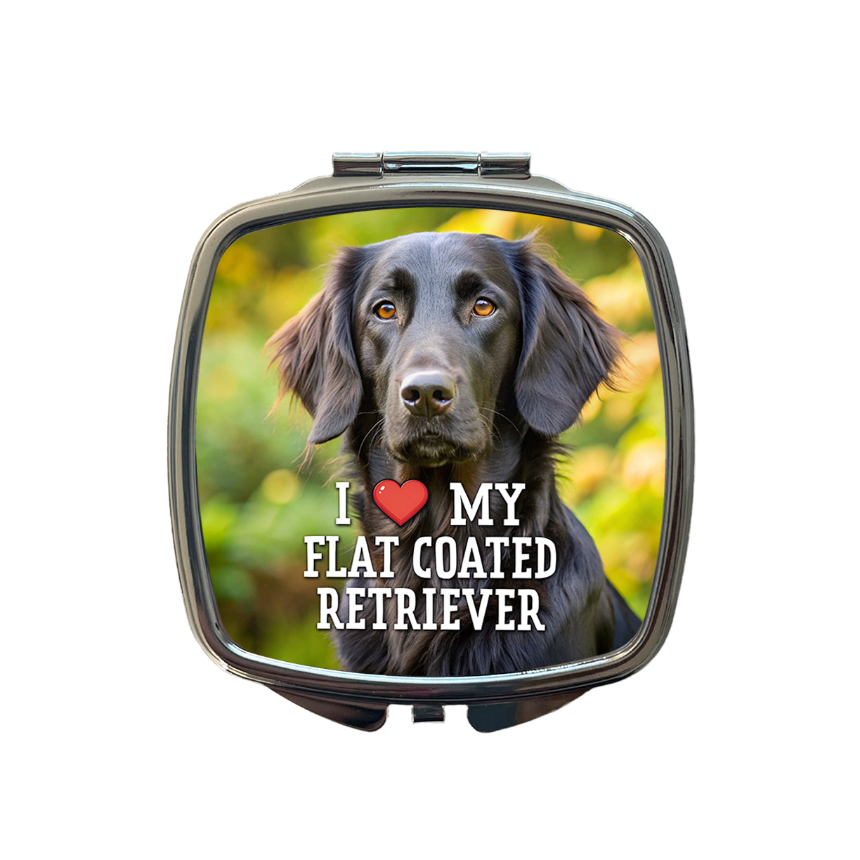 I Love My Flat Coated Retriever Dog Heart Small Travel Purse Handbag Pocket Makeup Compact Mirror