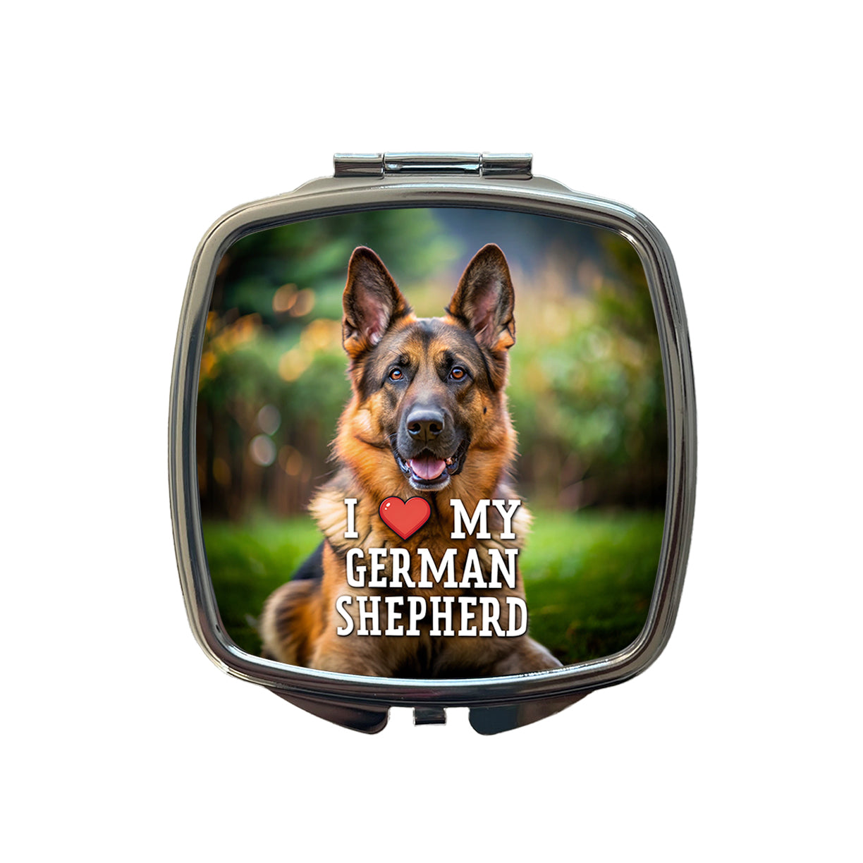 I Love My German Shepherd Dog Heart Small Travel Purse Handbag Pocket Makeup Compact Mirror