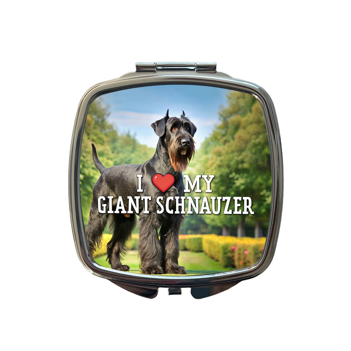 I Love My Giant Schnauzer Dog Heart Small Travel Purse Handbag Pocket Makeup Compact Mirror