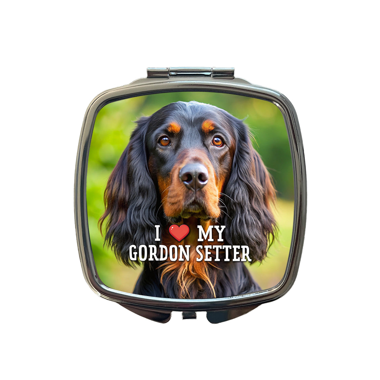 I Love My Gordon Setter Dog Heart Small Travel Purse Handbag Pocket Makeup Compact Mirror