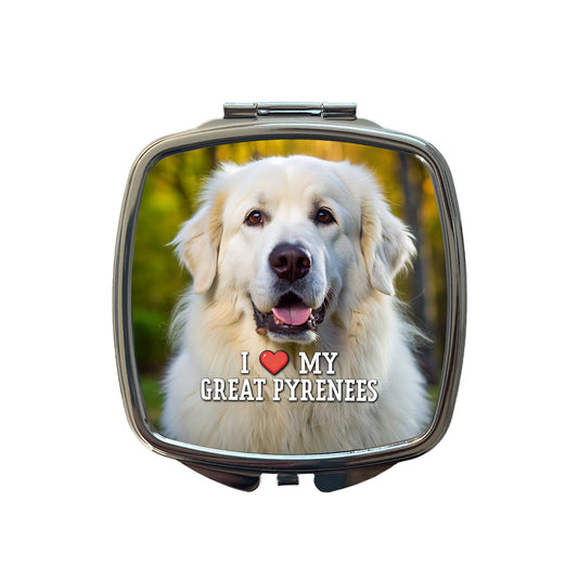I Love My Great Pyrenees Dog Heart Small Travel Purse Handbag Pocket Makeup Compact Mirror