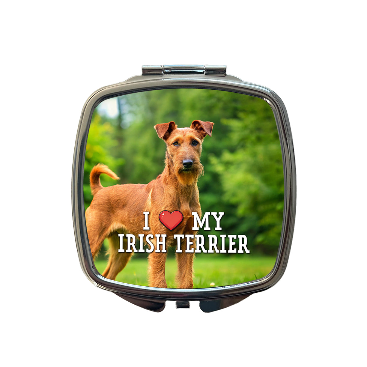 I Love My Irish Terrier Dog Heart Small Travel Purse Handbag Pocket Makeup Compact Mirror