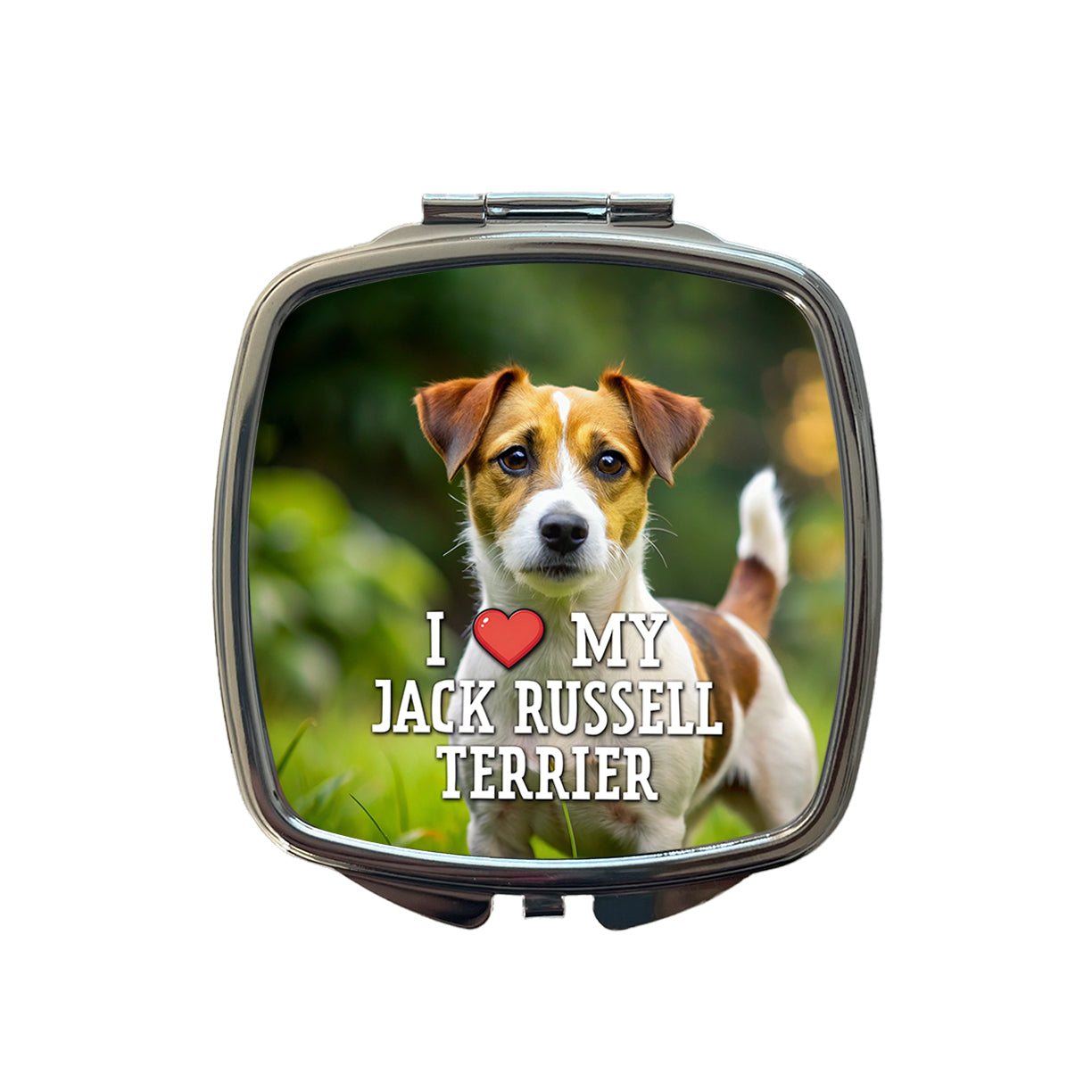 I Love My Jack Russell Terrier Dog Heart Small Travel Purse Handbag Pocket Makeup Compact Mirror
