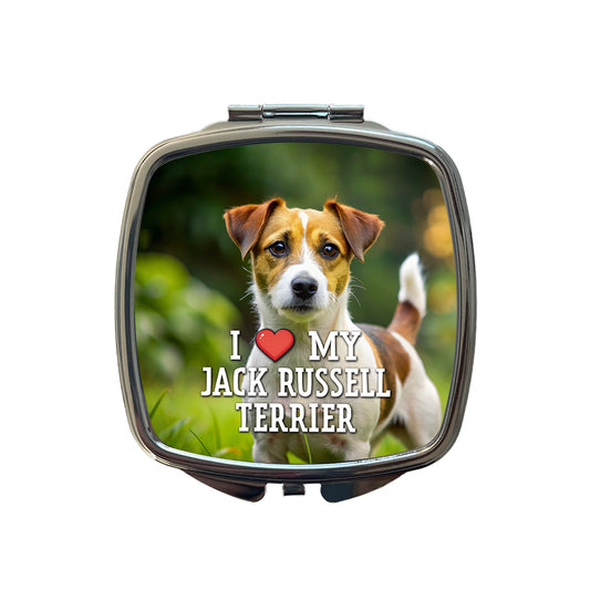 I Love My Jack Russell Terrier Dog Heart Small Travel Purse Handbag Pocket Makeup Compact Mirror