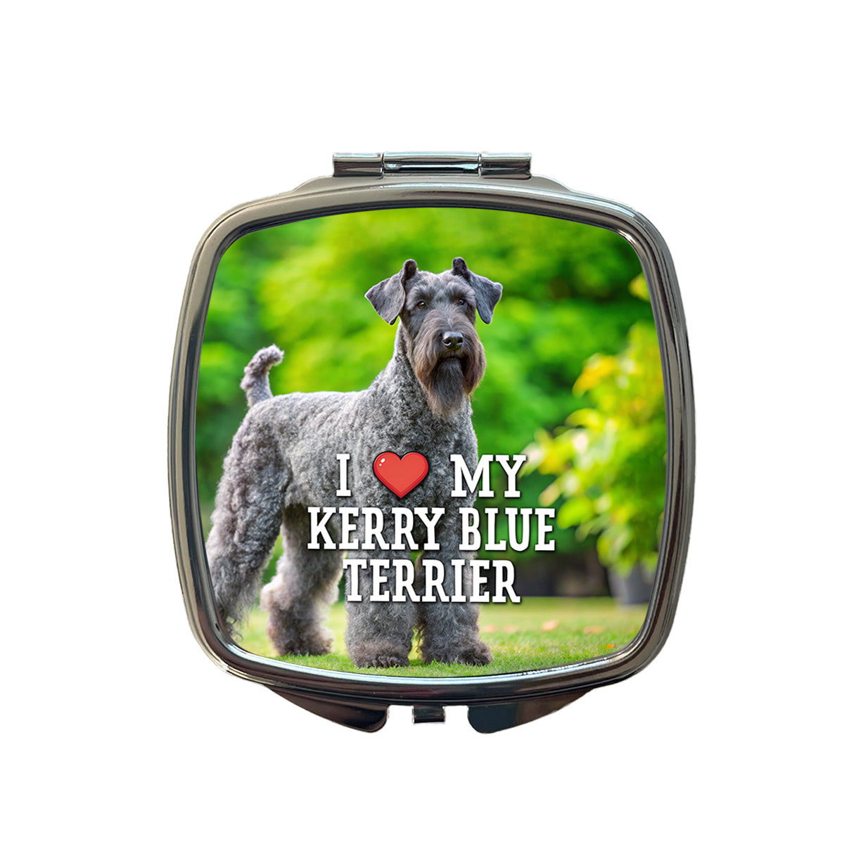 I Love My Kerry Blue Terrier Dog Heart Small Travel Purse Handbag Pocket Makeup Compact Mirror