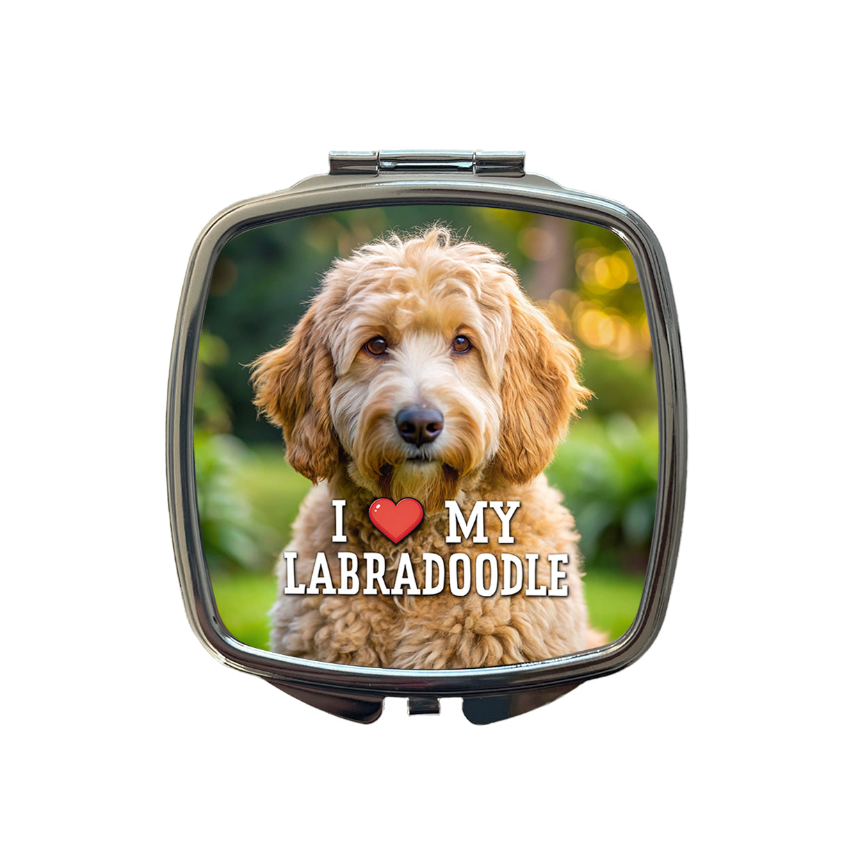 I Love My Labradoodle Dog Heart Small Travel Purse Handbag Pocket Makeup Compact Mirror